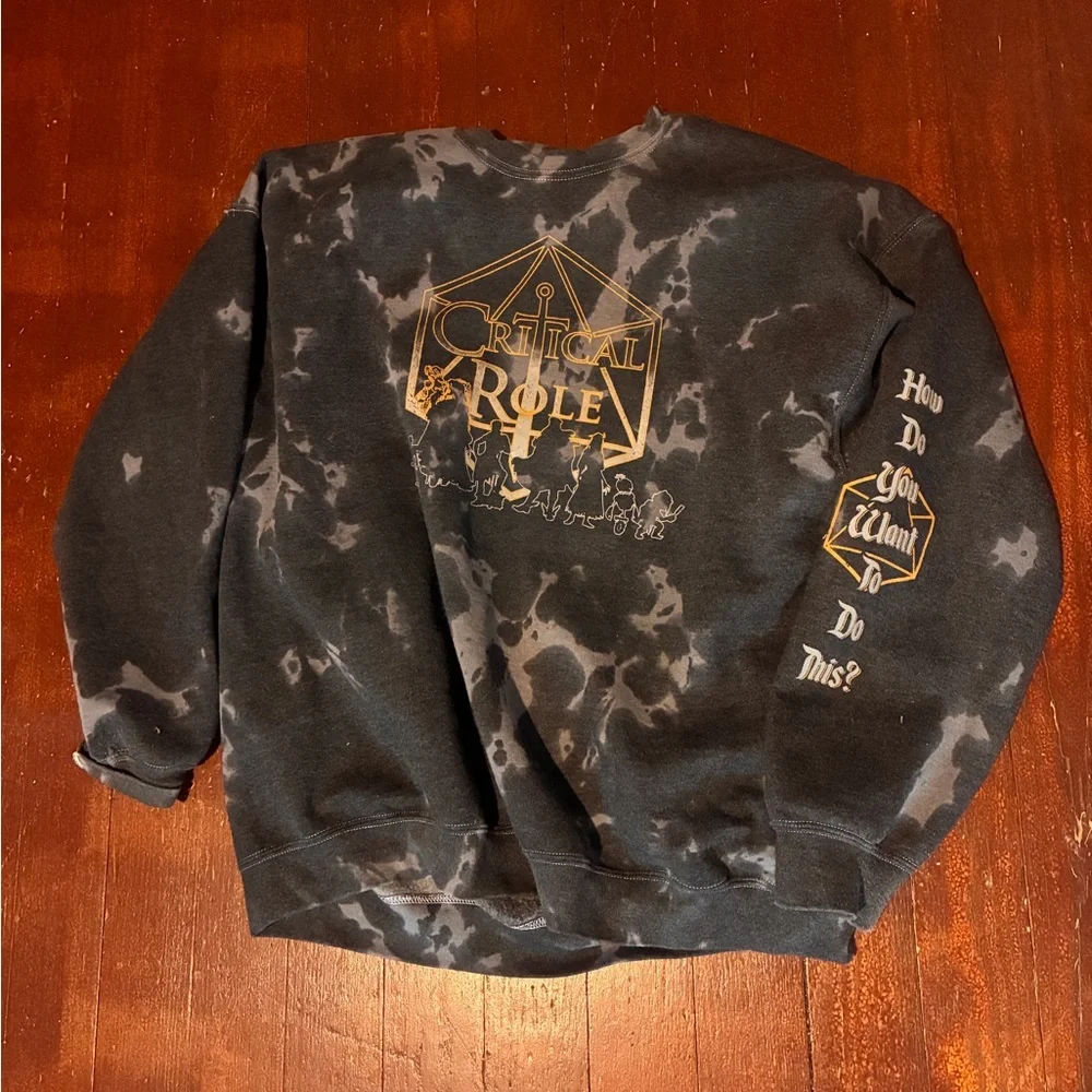 Ripple Junction Critical Role Black and Gray tie-dye crewneck 2X - Picture 1 of 5
